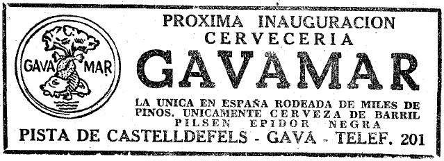 Anunci de la inauguraci� de la cerveseria del Restaurant Gavamar de Gav� Mar publicat al diari LA VANGUARDIA (22 de Maig de 1958)